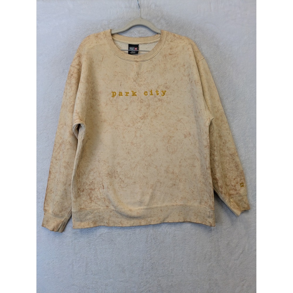 Outfitter Trading Co. Sweatshirt Women's Medium Tan Park City Acid Wash Crewneck